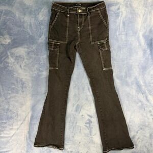 True Religion black cargo jeans with white stitching women Size 28